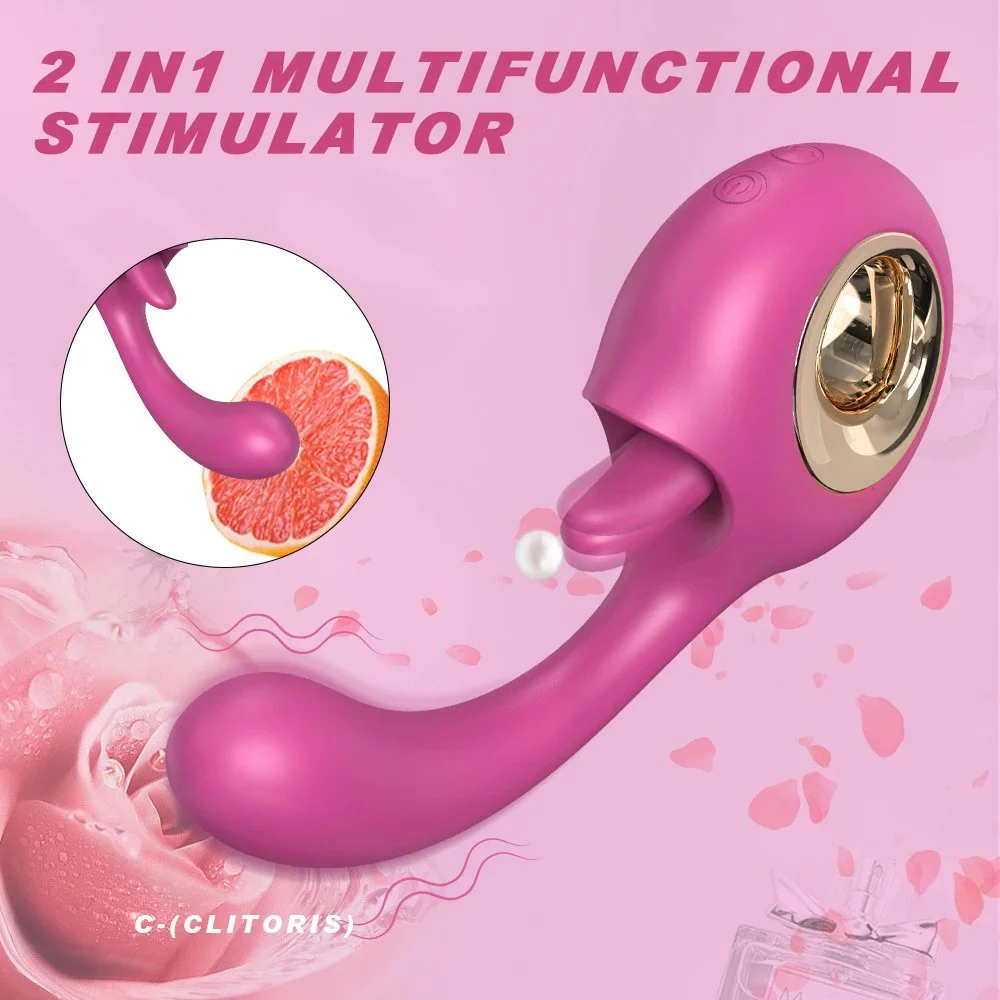 2 in 1 Clitoral Tongue Licking Vibrator 9 Patterns Vaginal Stimulator Vibrator