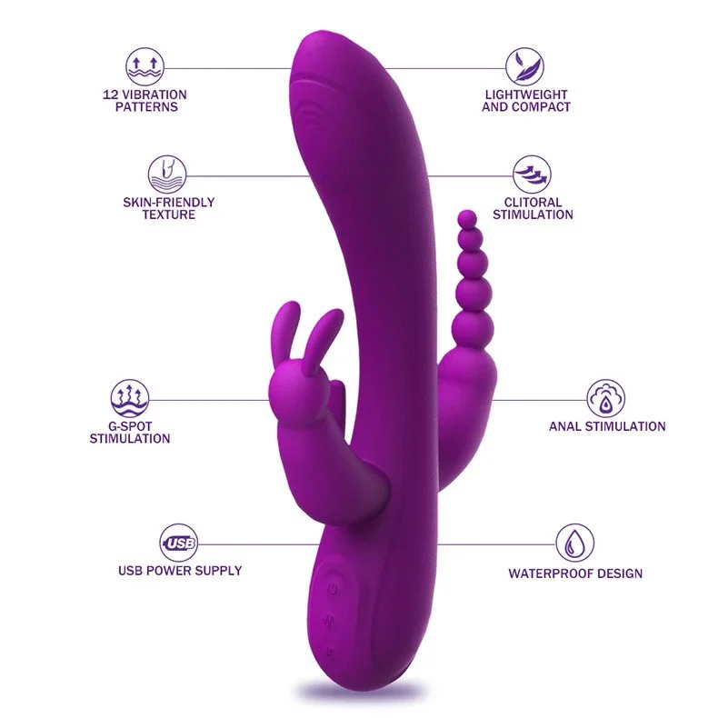 12 Vibration Patterns Handheld G-spot Anal Stimulus Rabbit Vibrators
