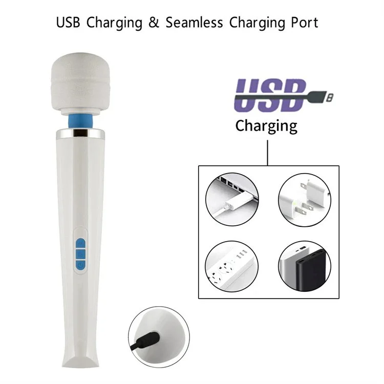 Adult Sex Toys USB 20 Speed Powerful White Big Size Full Body AV Wand Massager Vibrator