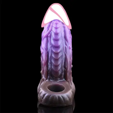 Fantasy Penis Sleeve with Soft Silicone Purple Amber Dildo Sleeve for Men Cock Enhancer