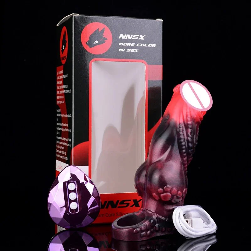 Male Penis Condom with Vibration Function, Effective Penis Length Extension Vibrating Dildo Soft Silicone Material