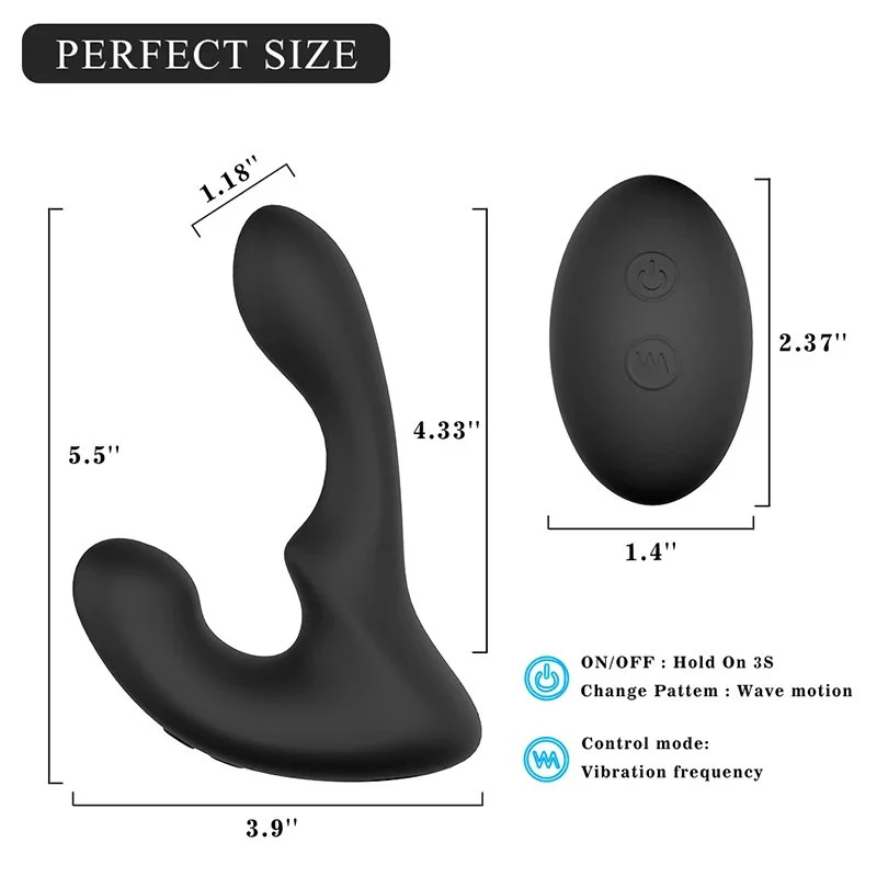 Wireless Remote Control Waterproof Anal Plug Silicone Vibrator Powerful Vibration Prostate Massager Masturbator