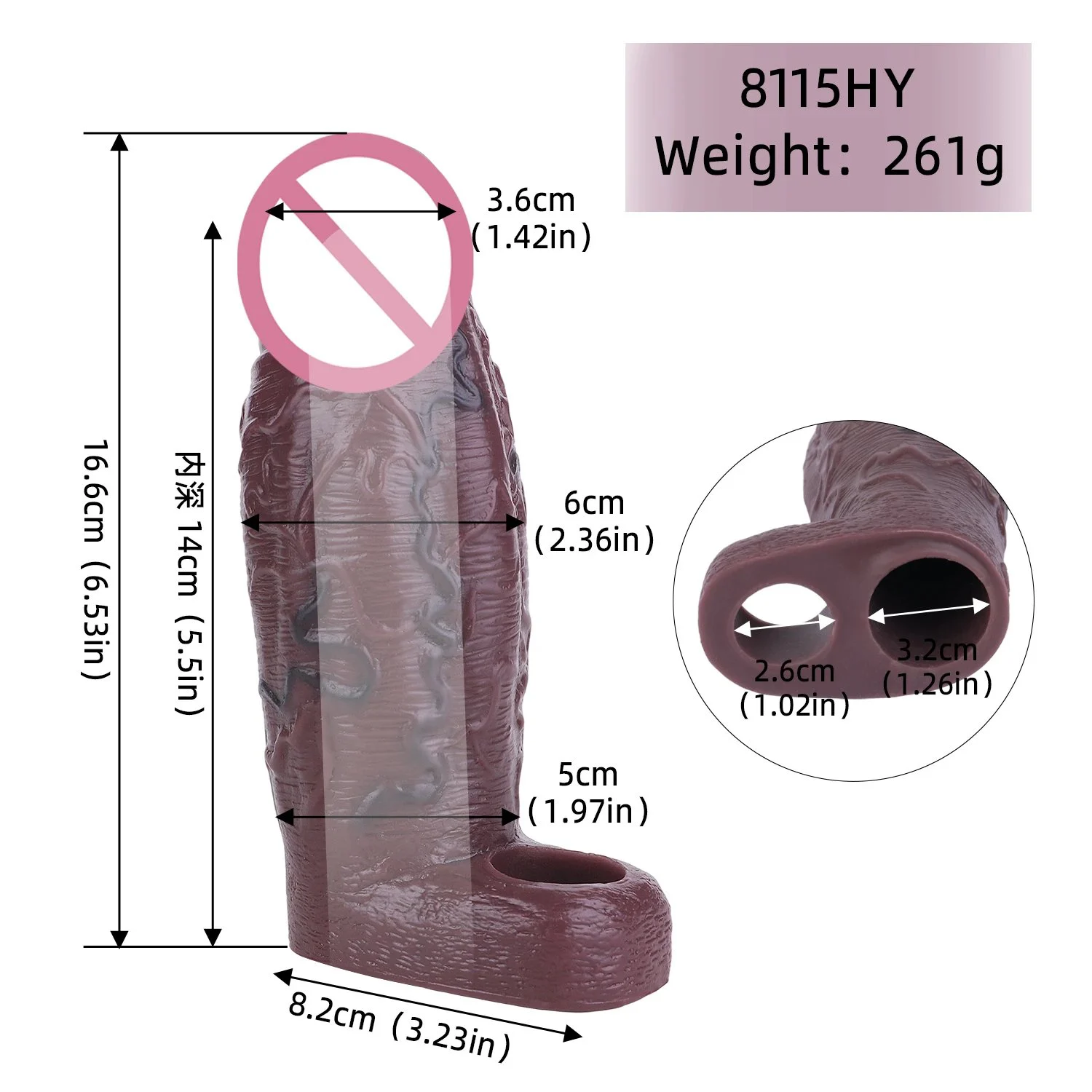 Male Penis Extender Made From Medical-grade Silicone Easy-to-wear Dark Brown Penis Sleeve Intense Sensation Experience