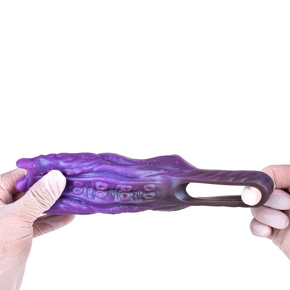 Fantasy Monster Penis Sleeve Amber Purple Enlarged Open Penis Sleeve Penis Enlargement Male Dildo Extender Sex Toys
