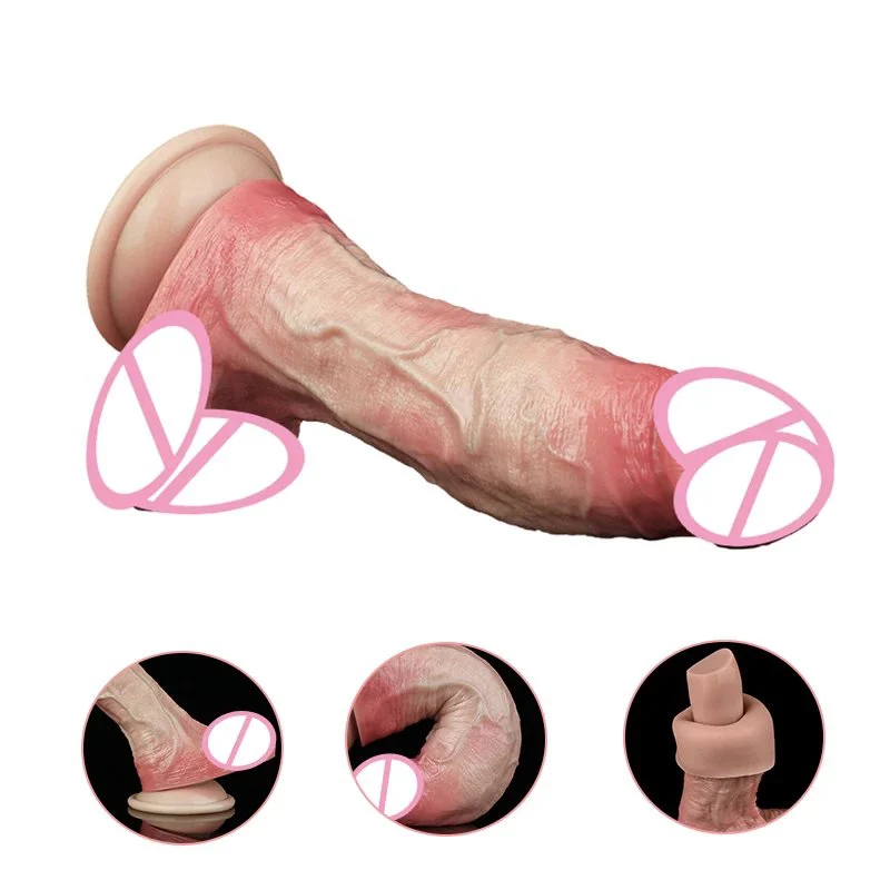 Double Craft Male Penis Sleeve Soft Adult Toys Made of Reusable Silicone Dildos with Suction Cups Are Suitable for Adults