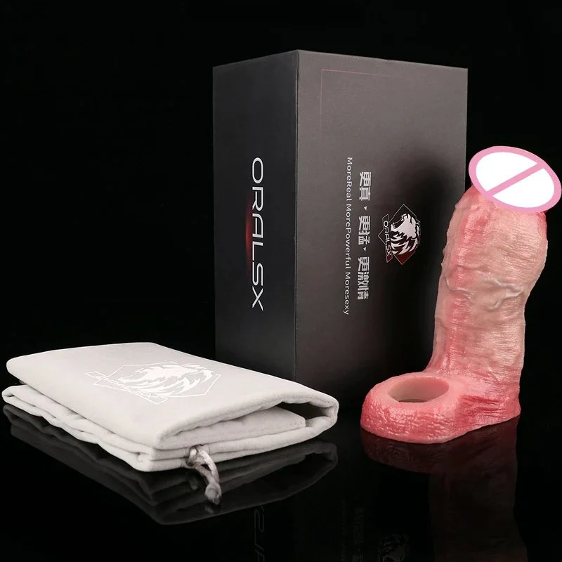 Double Opening Precision Modeling Experience Realistic Male Enlargement Penis Sleeve, Soft Simulation Skin Color Dildo Sleeve