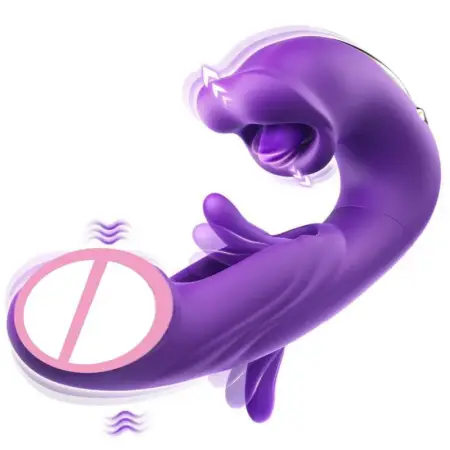 3 in 1 Female USB Powered Vibrator 7-Frequency G-Spot Masturbation Snap-On Mouth Flap Tongue