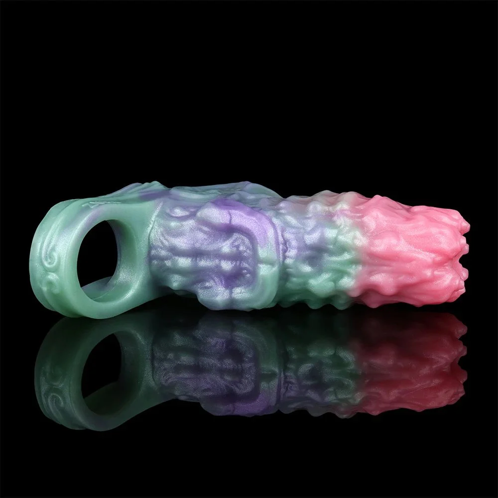 Male Penis Extender Fantasy Monster Dildo Galactic Charm Soft Silicone Open Penis Enlargement Sleeve Sex Toy