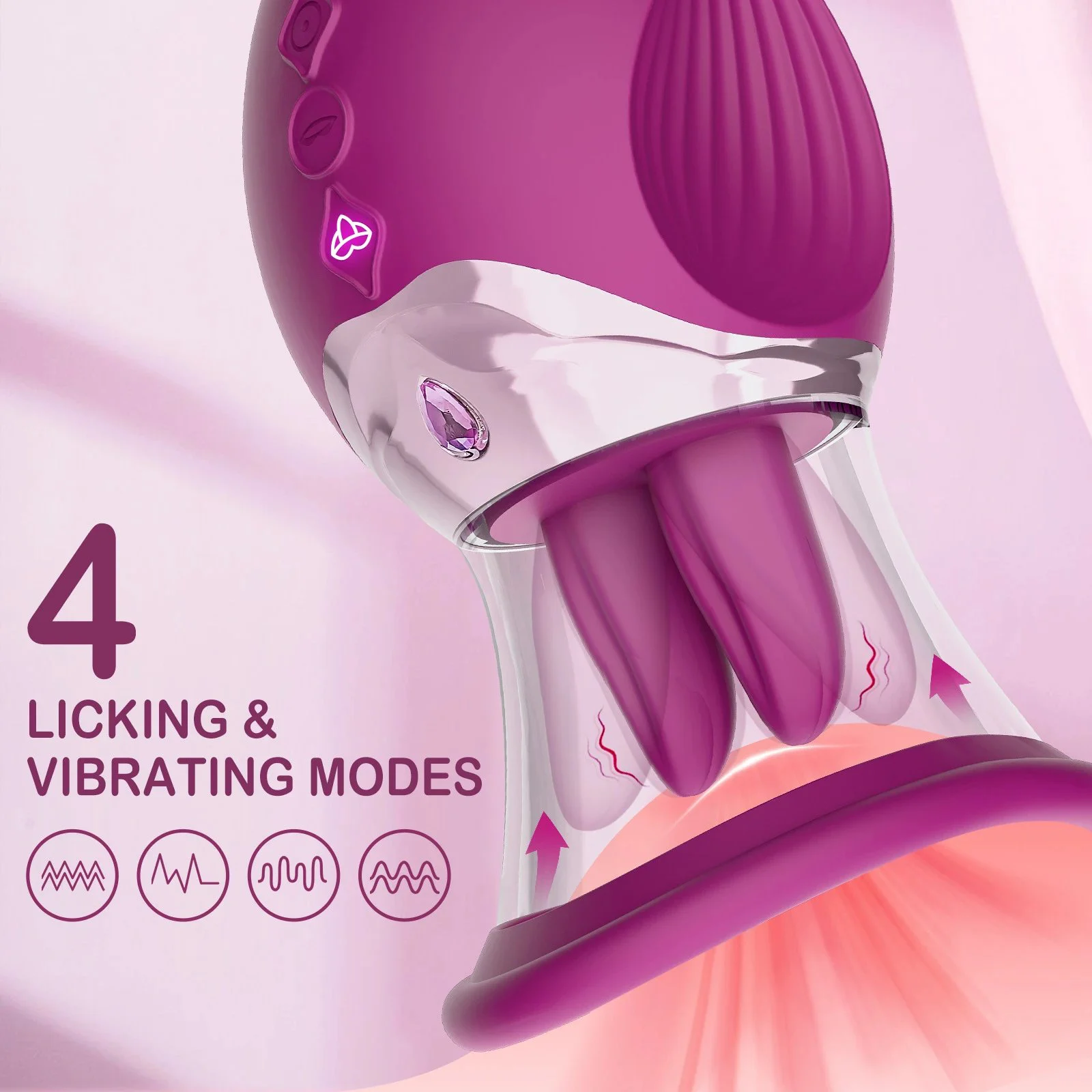4 in 1 Multi-function Rose Vibrator Female Adult Erotic Toys Masturbation Sucking Tongue Licking Vibrator