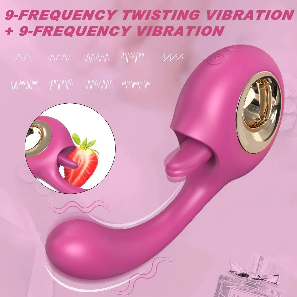 2 in 1 Clitoral Tongue Licking Vibrator 9 Patterns Vaginal Stimulator Vibrator