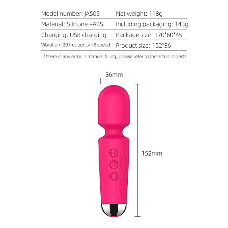 20 Frequency 8 Speed Waterproof USB AV Mini Vibrator Massager Sex Toys for Women
