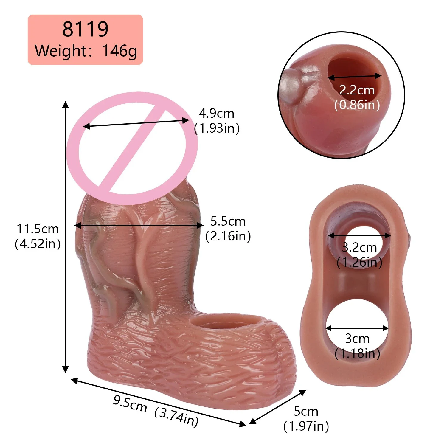 Penis Enhancing Sleeve Extension,big Knot Penis Sleeve Cover Ring Delay Ejaculation Male Length Girth Extension Enhancer