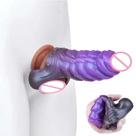 Fantasy Penis Sleeve Monster Alien Sleeve Adult Anal Realistic Sex Toy Sheath Platinum Silicone Wearable Demon with Open Head