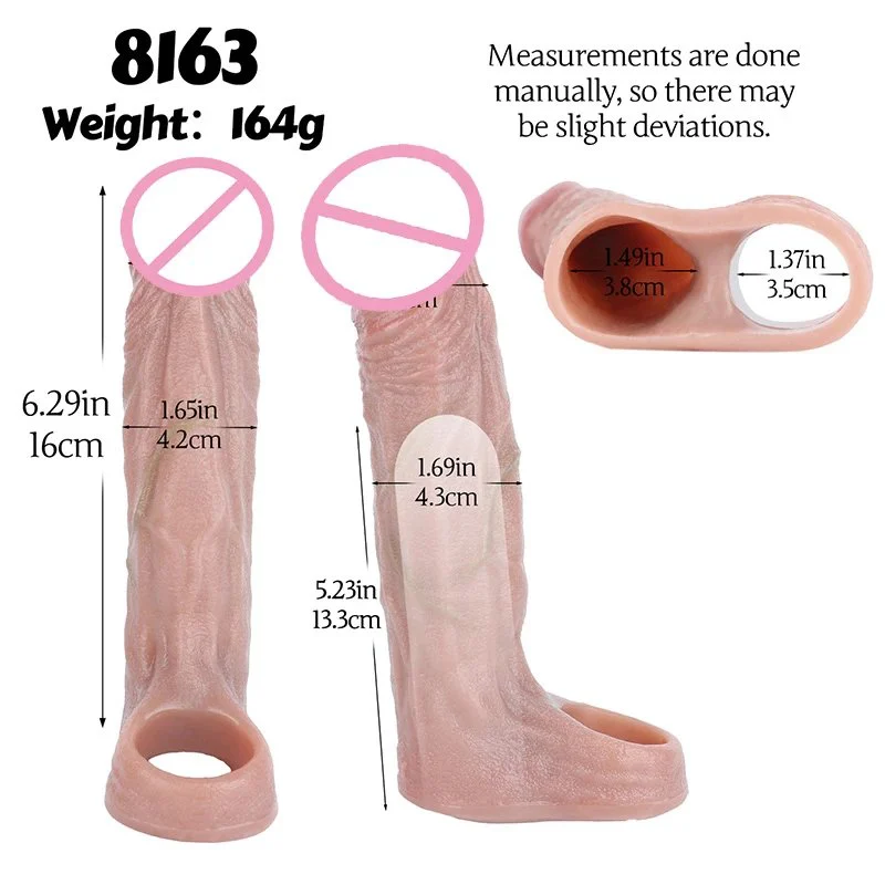 Penis Sleeve Cock Ring Lock Semen Dick Enlarger for Man Sex Toy Soft Cock Ring Penis Enlarger Dick Sleeve Reusable Condoms