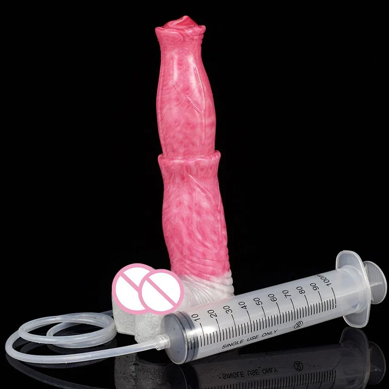 Realistic Horse Dildo Ejaculation Dildo for Women Animal Penis Squirting Sex Toy Jello Color Flexible Sex Tool