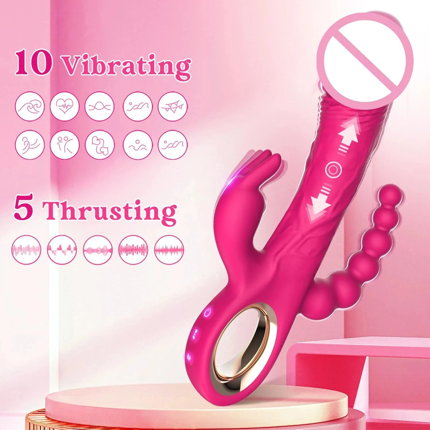 Adult Sex Toy Female Masturbation Three-headed Extendable Rabbit Vibrator for Women