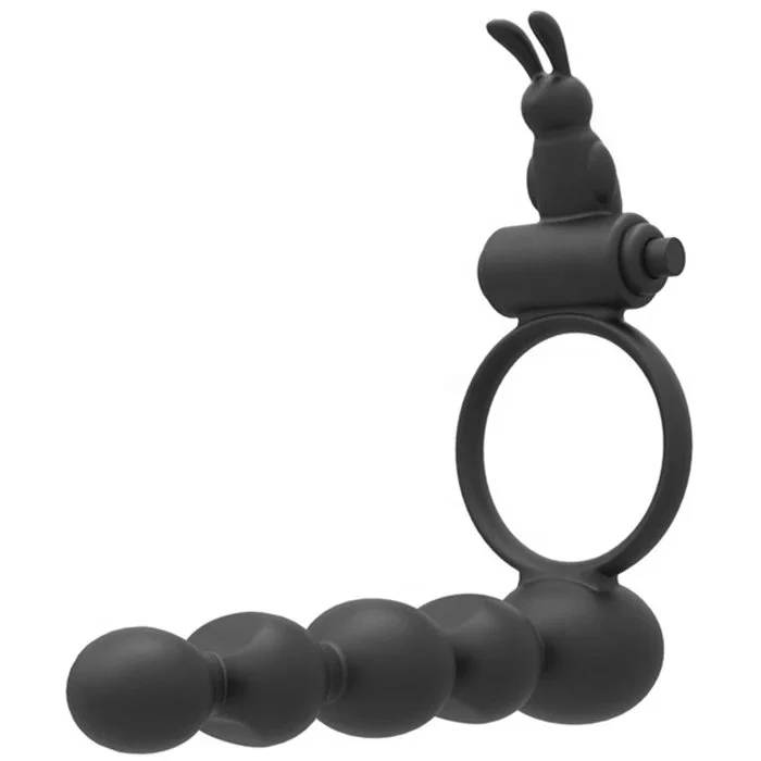 Adult Men Sex Toys Silicone Vibrating Anal Beads with Cock Ring Delay Time