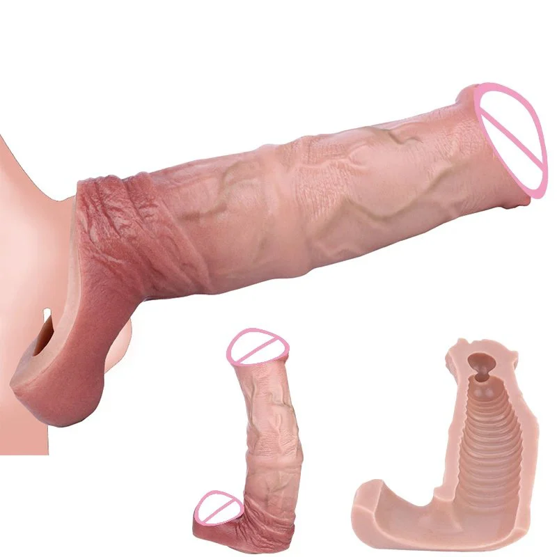 Large Realistic Horse Penis Sleeve Silicone Fantasy Dildo Sheath Delay Ejaculation Cock Enlargement Sex Toy for Men