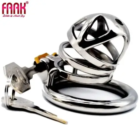 Jail House Chastity Device Stainless Steel Chastity Cage with Silicone Urethral Plug Locking Chastity Cage