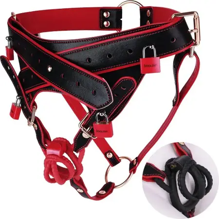 Leather Male Chastity Device Harness,Male Chastity Harness with Anal Plug Ring,chastity Belt with Micro Chastity Cage Men
