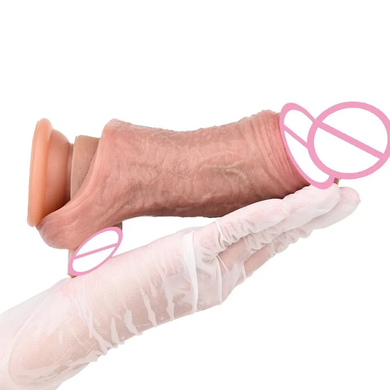 Medical Grade Silicone Material Safe Sex Toy Skin Male Penis Extender Double Opening Design Phallic Sleeve Simulation