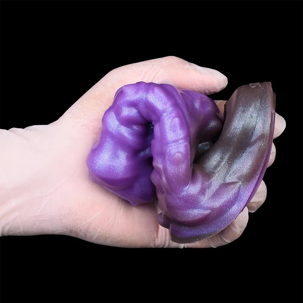 Fantasy Hollow Monster Dildo Penis Sleeve Cock Ring Stretchable Irth Extender Enhance Erection with Resin Rod Bracket