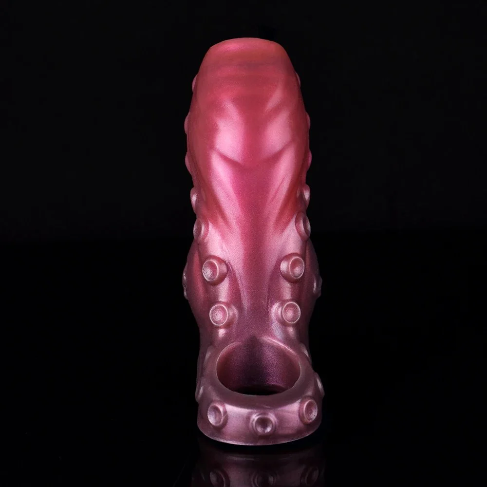 Multi Functional Dildo Girth Enhancer Silicone Penis Sleeve Cover Penis Ring Delay Ejaculation Extender Reusable