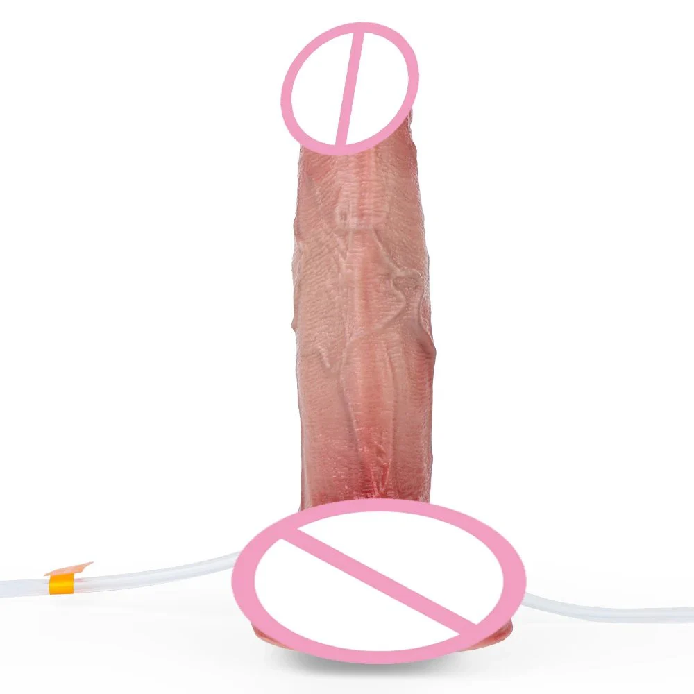 Realistic Inflatable Squirting Dildo 7.6''Soft Silicone Anal Clitic Stimulation Squirting Cock Ejaculation Sex Toy for Woman