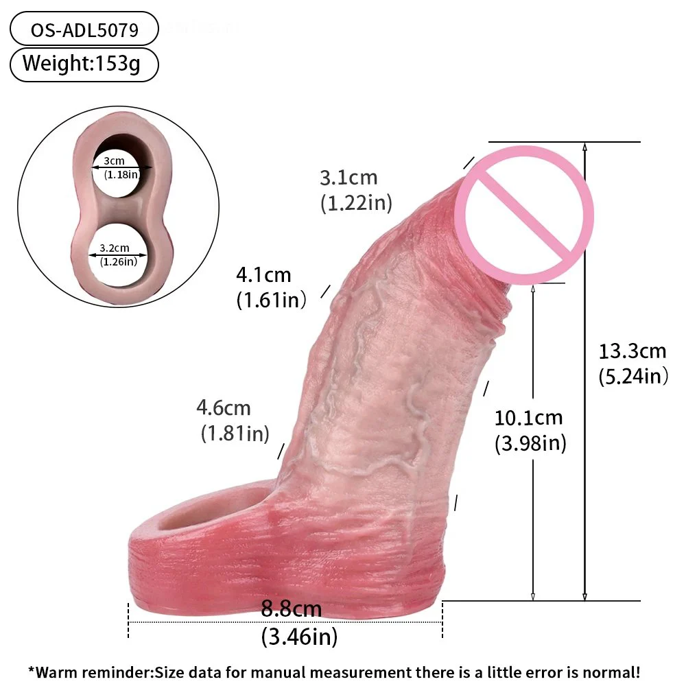 Medical Grade Silicone Male Penis Extender Closed Mouth Design Easy to Wear Dildo Sleeve Experience Realistic Feeling