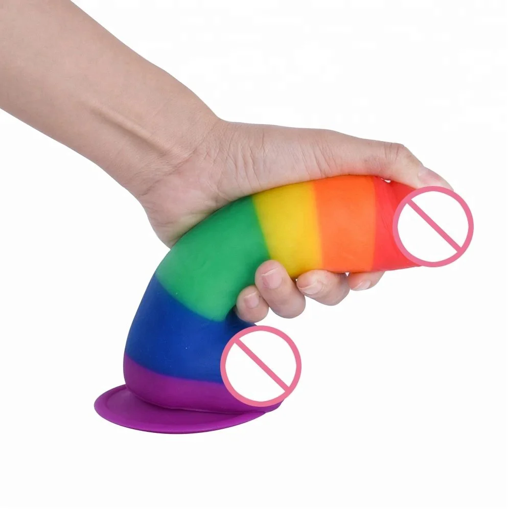 Realistic Huge Rainbow Dildo With Suction Cup Faked Penis Sex Toy for Woman Erotic Adult Game
