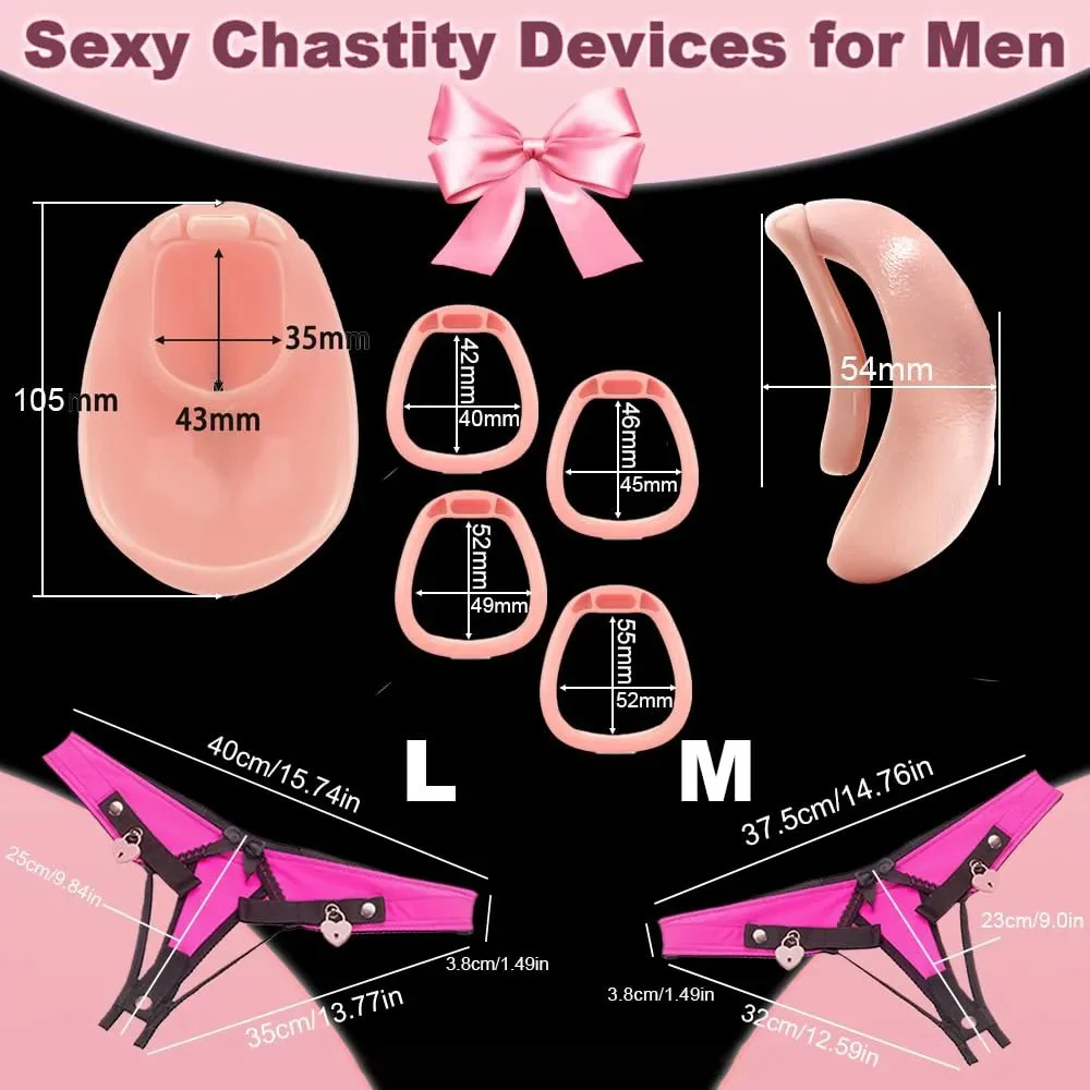 Male Chastity Belt-Waterproof Bondage Device Realistic Penis Cage Lock Adjustable Training for Games Gay for