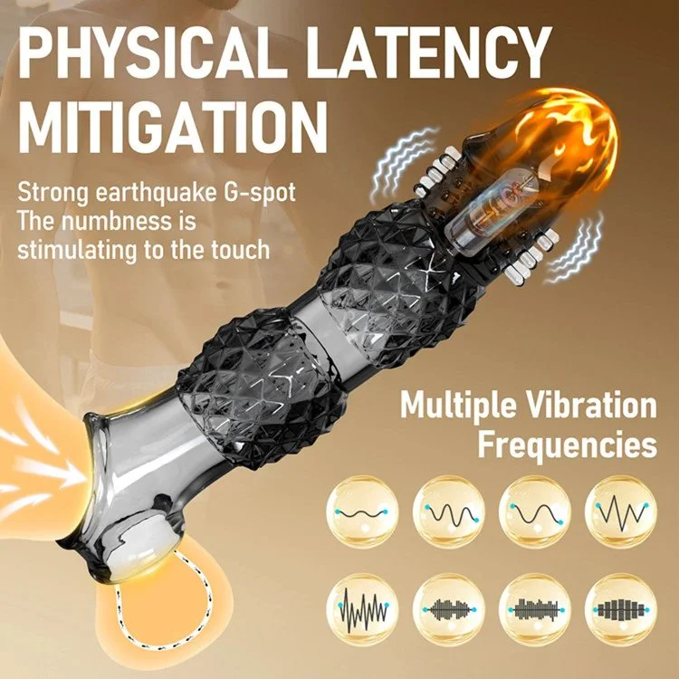 Men Reusable Enlarged Condoms Extended Vibrating Penis Sleeve
