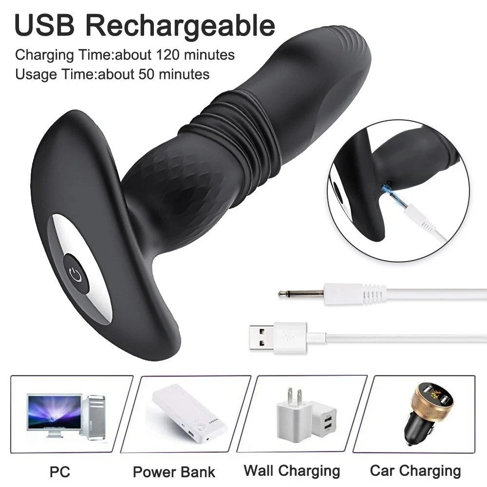 Adult Silicone Sex Toys Electric Shock Pull Anal Plug Back Chamber Vibration Masturbation Massager Shock Stimulation