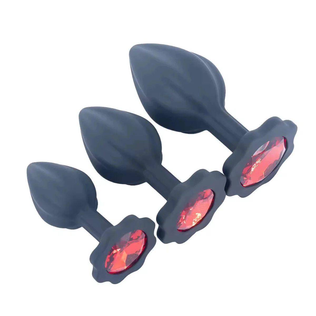 Anal Plug Set 3 Piece Black Silicone Butt Plugs for Men Anal Trainer Toy Graduated Sizes for Comfortable Use