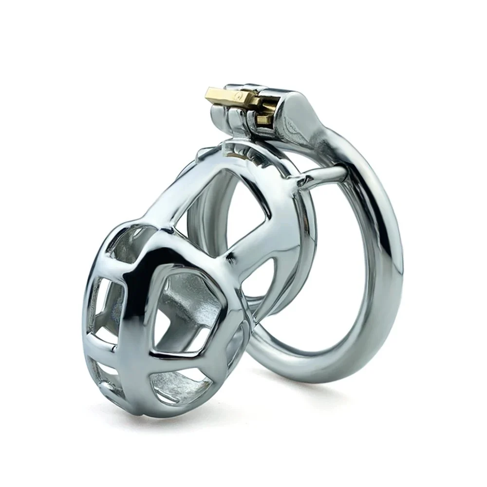 Male Chastity Cage 304 Stainless Steel, 65mm Tall, Four Sizes Ring Metal Sex Toy for Men