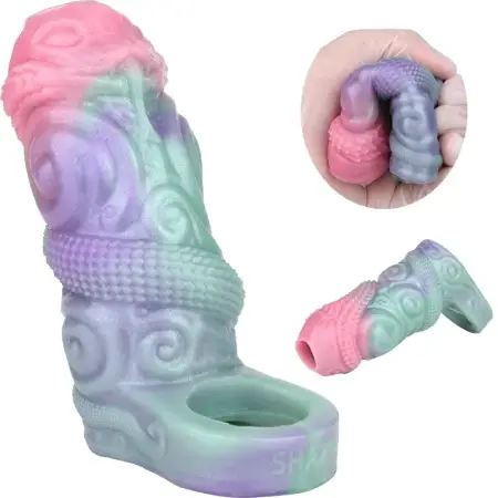 Dragon Male Penis Sleeve, Silicone Monster Penis Extender Enlarger Sleeve Cock Extension Sleeve Male Adult Sex Toy for Men