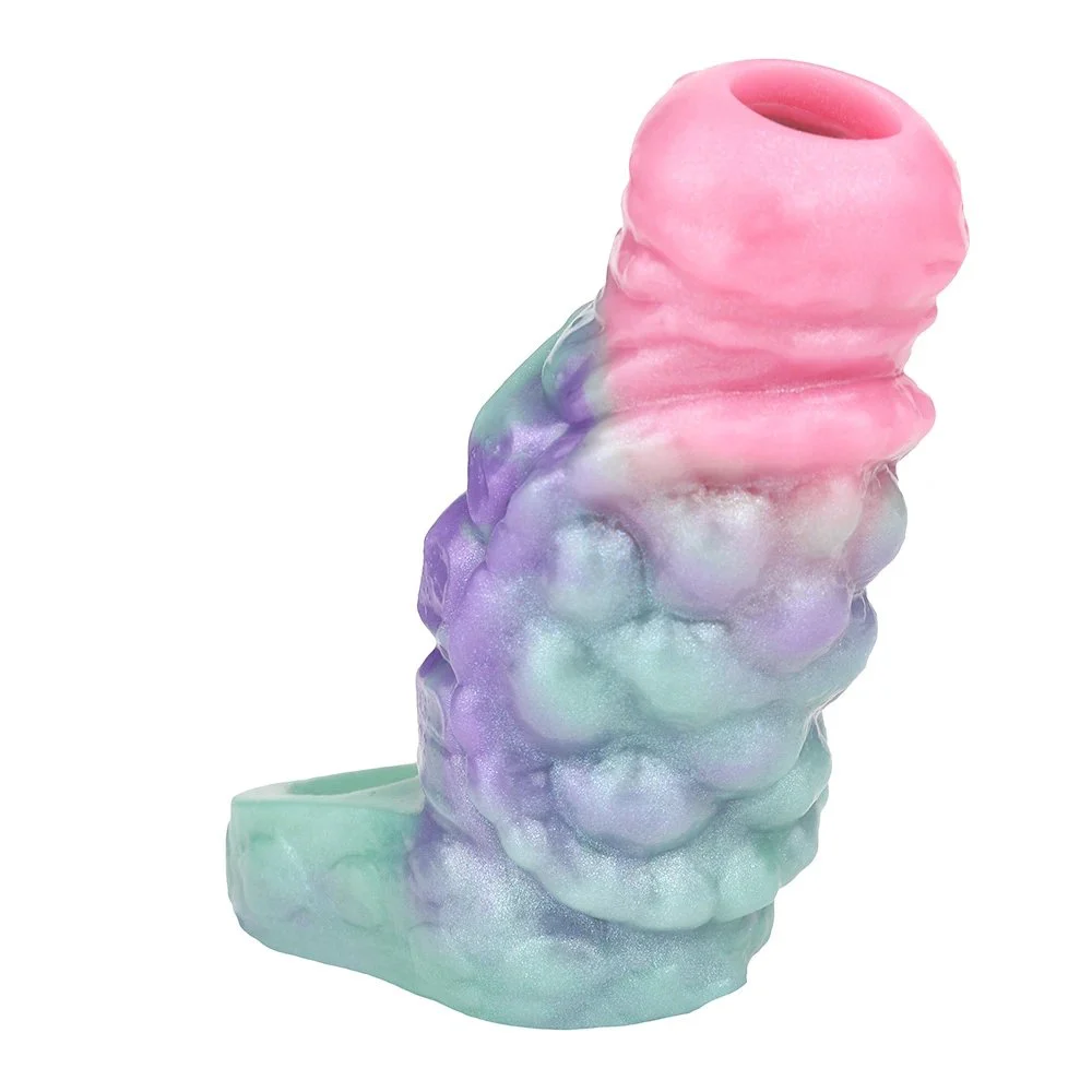 Galactic Charm Open Soft Silicone Penis Enlargement Sleeve Fantasy Monster Dildo Male Penis Extender Sex Toy