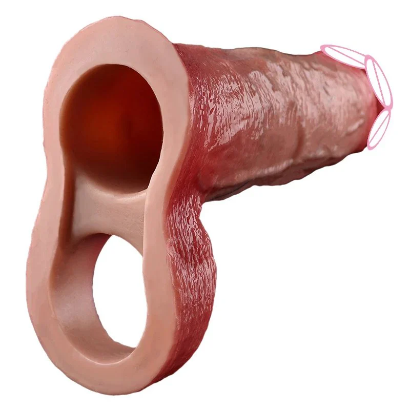 Head Opening 3D Precision Modeling Male Penis Condom Realistic Experience Feeling Simulation Enlargement Penis Phallus Condom