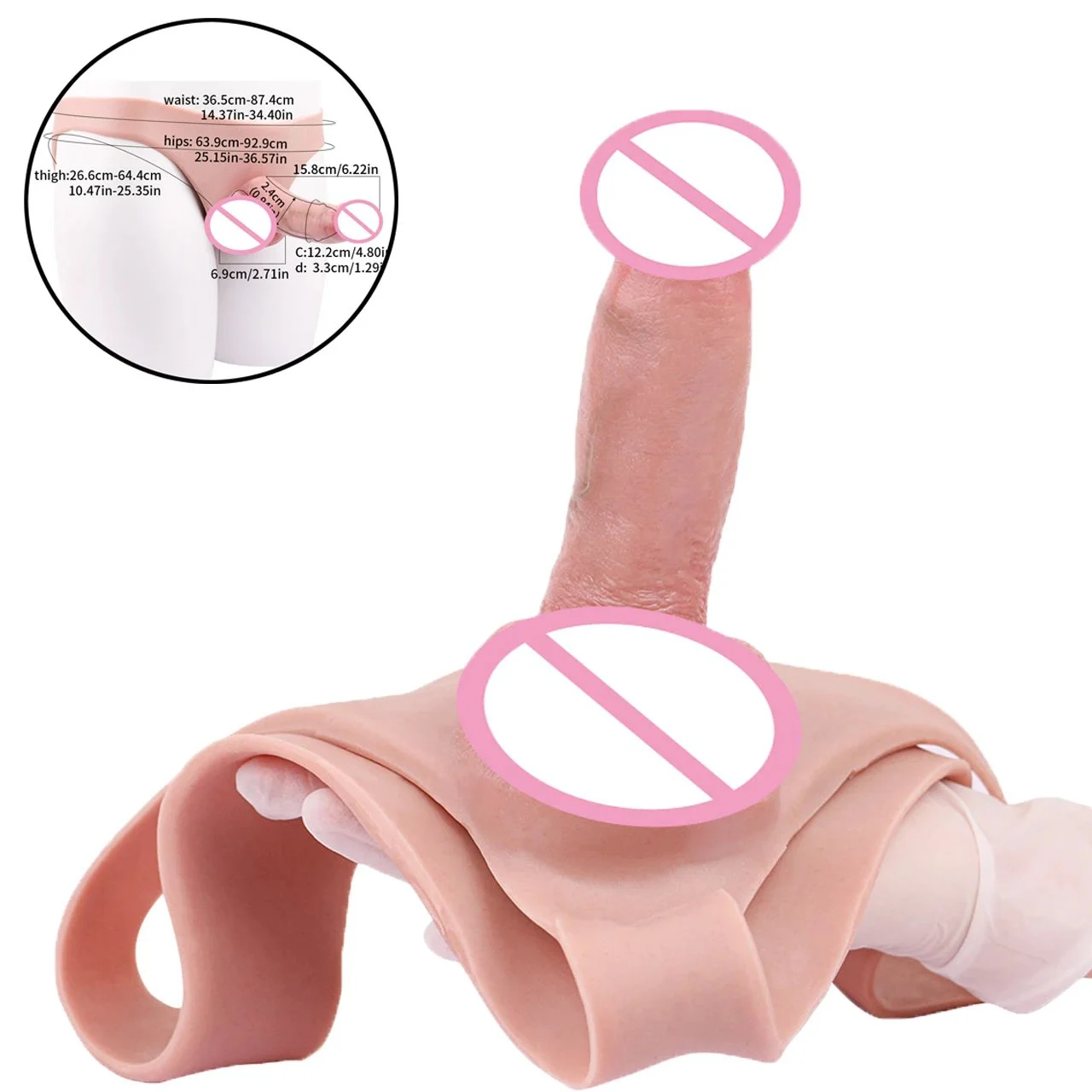 Hollow Penis Sleeve Enlargement Toys Panty Briefs Reusable Condom for Men