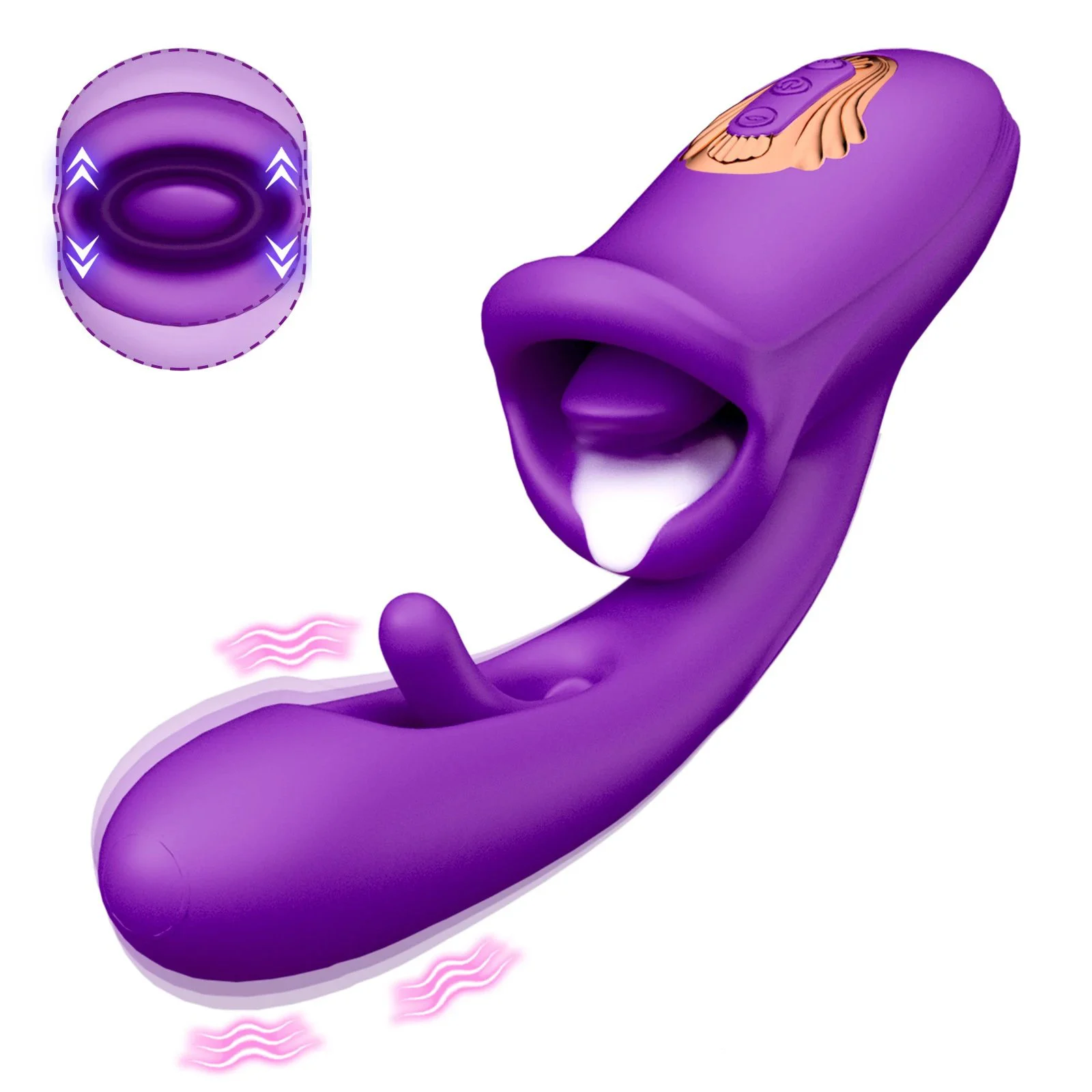 3 In1 Female Mouth Clitoral G-spot Stimulus Vibrator Adult Sex Toys Dildo Vibrator