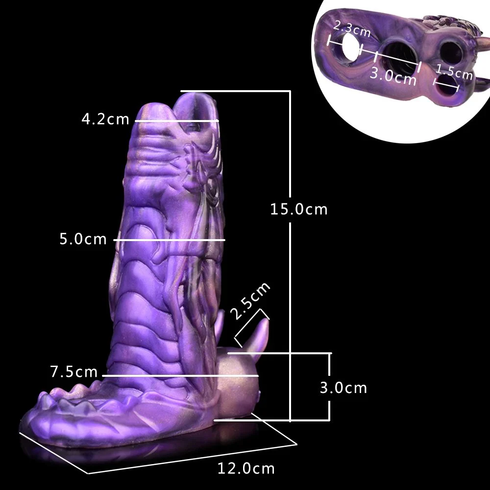 Fiery Dragon Penis Sleeve Extender Reusable Condoms for Penis Sleeve Enlargement Funny Delay Condom