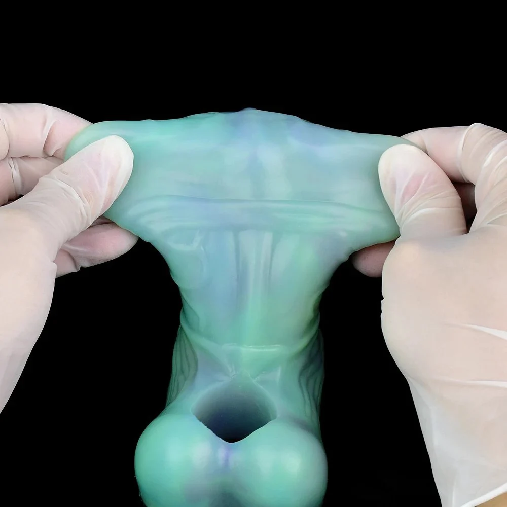Luminous Lotus Color Realistic Penis Sleeve Extender Soft Silicone Cock Sleeve Dick Enlargement Delay Ejaculation Sex Toys