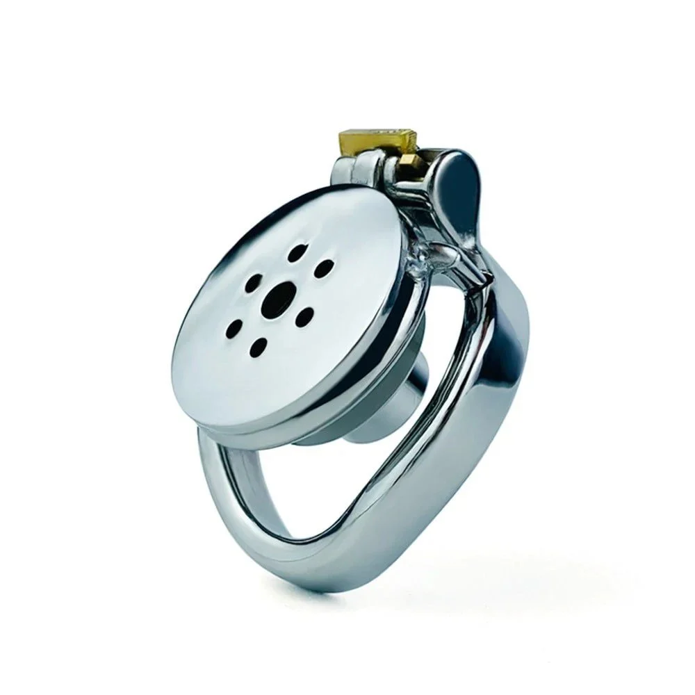 Male Penis Control Chastity Cage Devive Metal Stainless Steel Chastity Lock Hollow Flat Cage Sex Toys for Couple