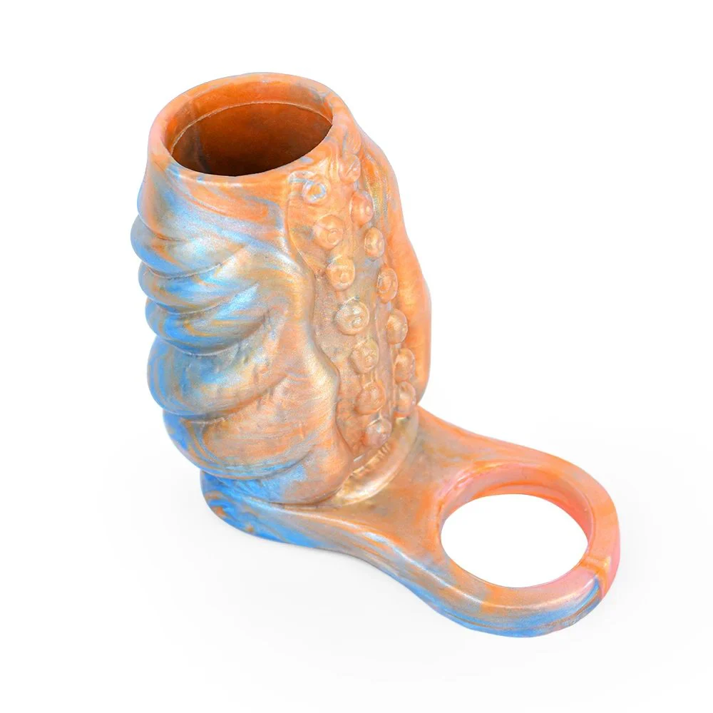 Penis Sleeve Extender Fantasy Huge Dildo Hollow Sleeve Artificial Soft Silicone Male Penis Enlargement Sleeve Adult Sex Toy