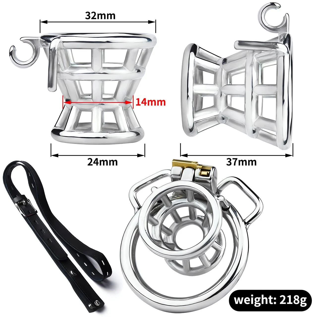 Male Chastity Lock Cage Slave Sexual Cock Cage with Dark Lock & Belt Bondage Negative Penis Cage Sex Toys for Couples