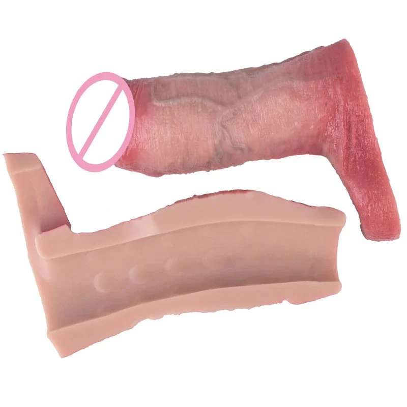 Double Opening Precision Modeling Experience Realistic Male Enlargement Penis Sleeve, Soft Simulation Skin Color Dildo Sleeve