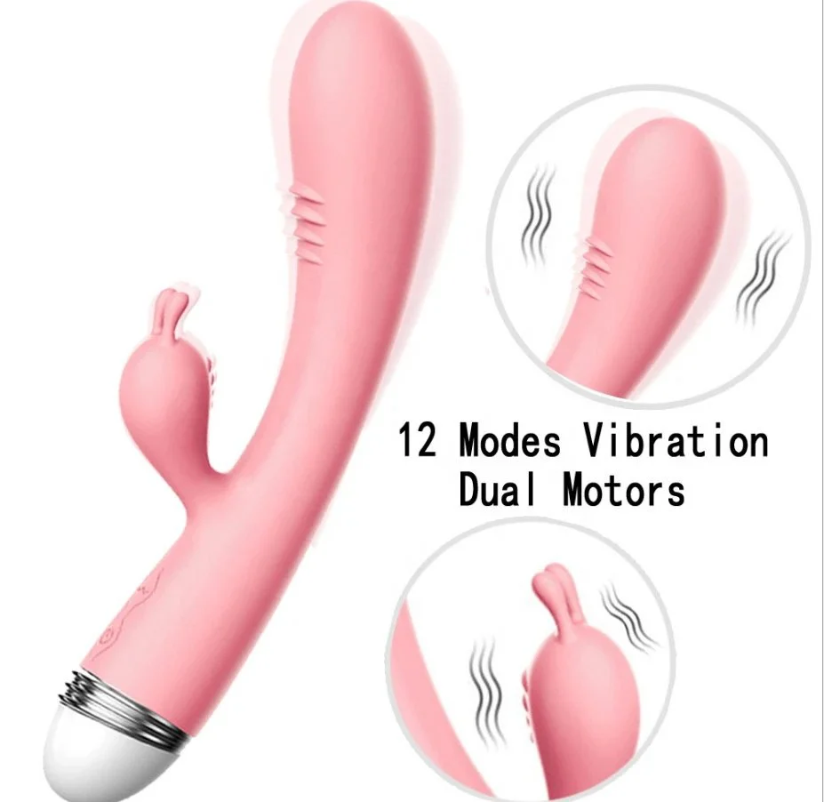 12 Vibration USB AV Rabbit Vibrator G Spot Lilo Dildo Vibrator Sex Toys for Women