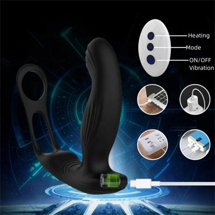 Wireless Remote Control Anal Plug Sex Toys for Adults Male Prostate Massage 10 Modes Featuring Double Cock Ring Made Silicone