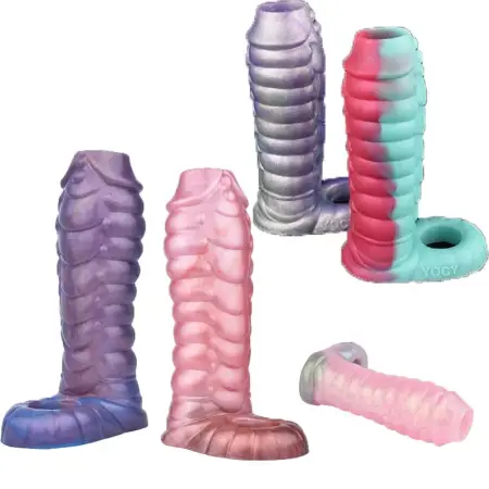 Hollow Penis Sleeve Soft Silicone Men Cock Enlargement Wearable Fantasy Animal Sleeve Sex Toy for Couples