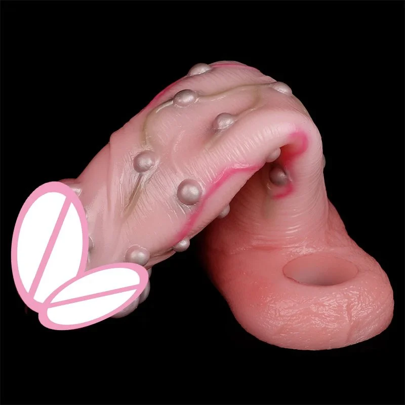 Platinum Liquid Silicone Penis Sleeve Extender Reusable Condoms for Penis Sleeve Enlargement Funny Delay Condom